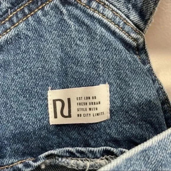 River Island Denim Distressed Overall Dress Size 6 - Picture 7 of 7